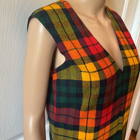 Vintage 1960s Bill Atkinson Glen of Michigan Jr. Retro Style Plaid Lined Dress - Picture 2 of 16